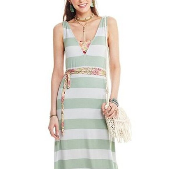 MATILDA JANE Seaside Afternoon Maxi Striped Floral Belted Dress Size Medium - Picture 14 of 14